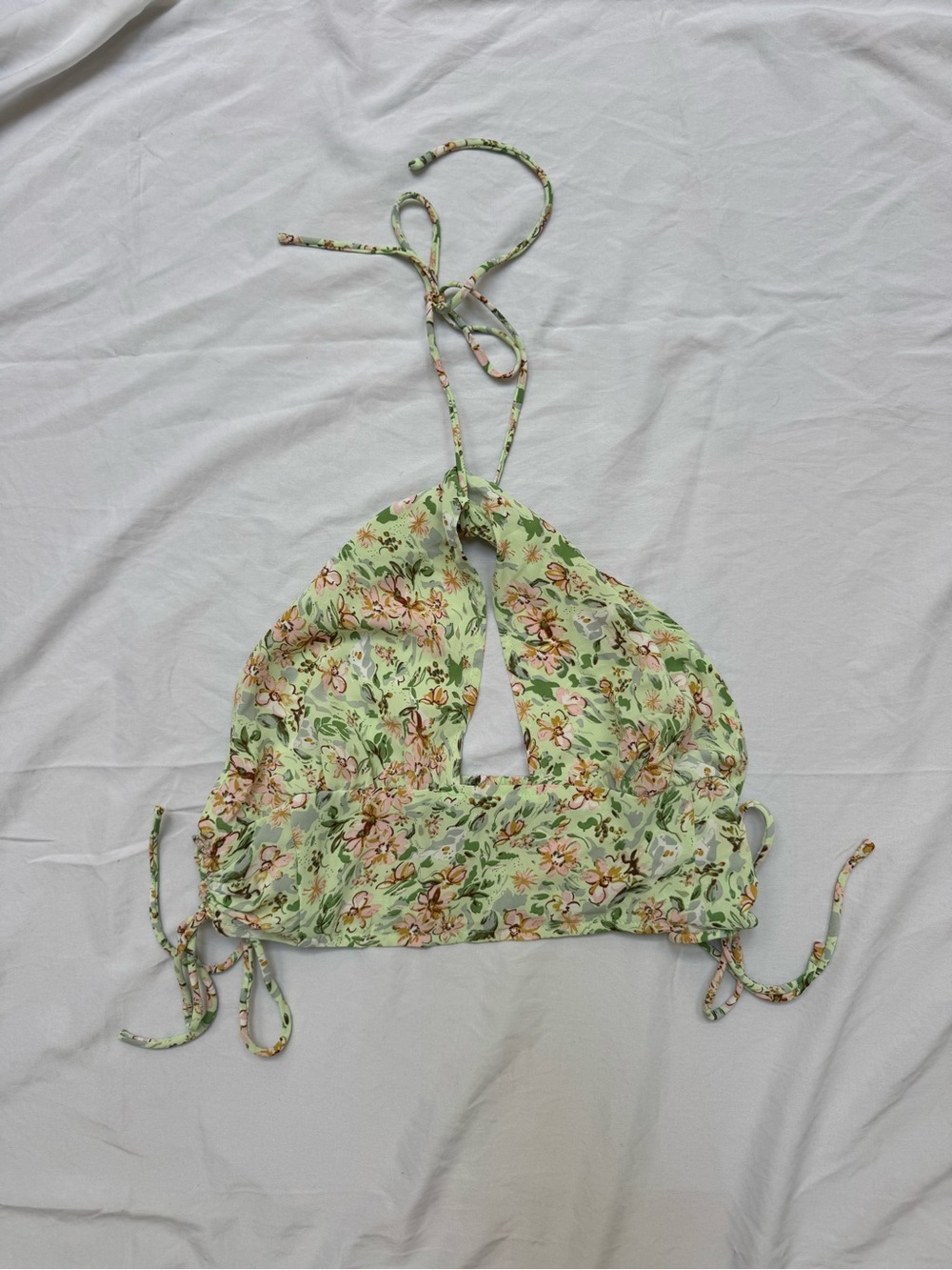 Beginning Boutique Mint Floral Smocked Halter Top
